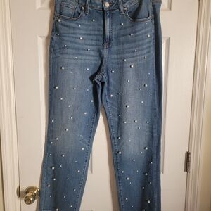 Blue Pearl Embellished Women Jeans
